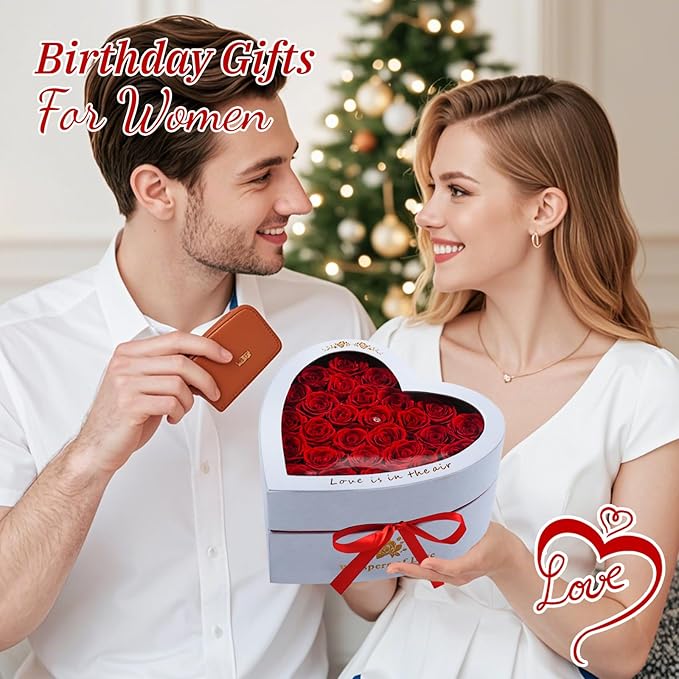 Luxury Preserved Roses – Forever Real Roses Flowers for Delivery in a White Box, Preserved Flowers Birthday Gifts for Women Mom Wife, Ideal for Anniversary (Red 27 Roses, 27 Roses)