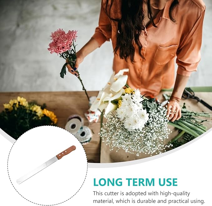 Florist Professional Knife Floral Foam Knife Foam Cutter Stainless Steel Flower Mud Cutting Tool with Wooden Handle Florist Accessory Cutter