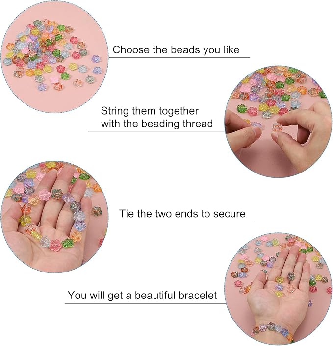 PATIKIL Random Glass Flower Beads, 50Pack Transparent Floral Beads Hibiscus Beads for DIY Jewelry Making Bracelets Bulk, Green
