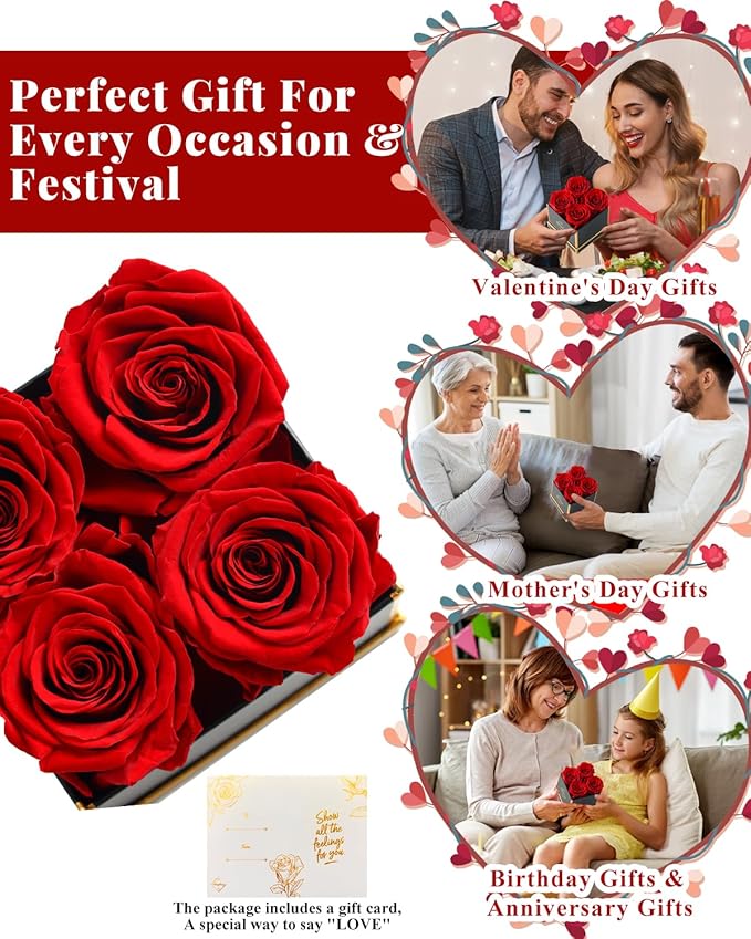 Changshunqi Forever Flowers, Preserved Roses in a Box, Eternal Rose Flowers for Delivery, Forever Preserved Roses Gifts for Her Women Wife Christmas Birthday Mothers Flower for Mom Womens Girlfriend