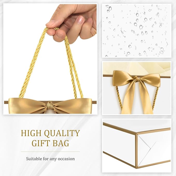 JMANNI Gift Bag, 1PCS Gift Bags Large with Ribbon and 1 Greeting Cards 2 Tissue Paper, Portable Paper Gift Bag with Handles, Birthday Gift Bags,Present Bags for Wedding Party Mothers Day