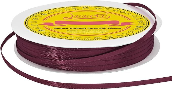 Double Face Wine Red Satin Thin Ribbon 1/8 inch X 100 Yards Polyester Wine Red Ribbon for Gift Wrapping Very Suitable for Weddings Party Hair Bow Invitation Decorations and More