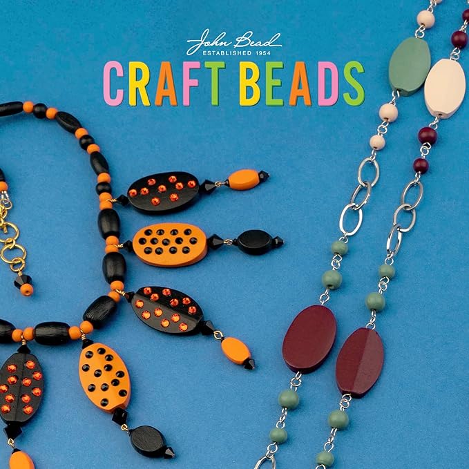 John Bead 90g Craft Beads Dark Green/Light Peach/Grey/Green Wood Beads with Elastic Nylon Cord
