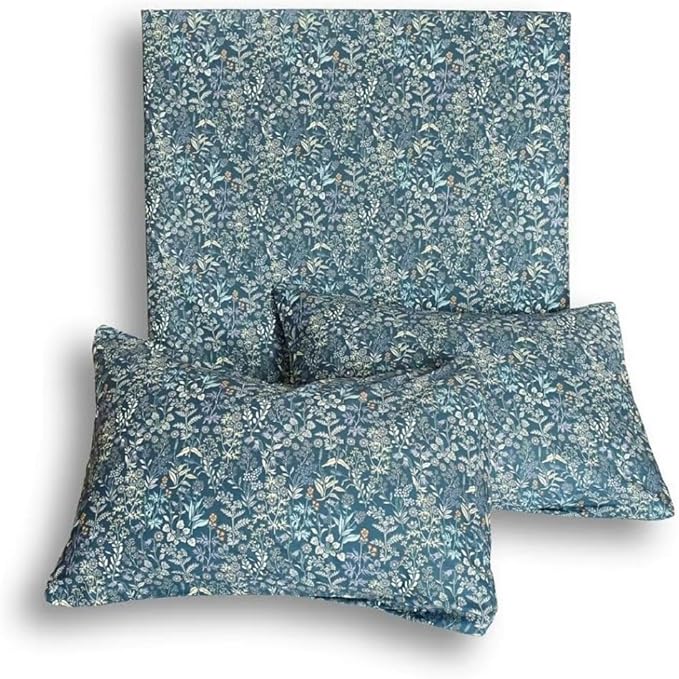Vintage Floral Duvet Cover Small Blue Flower Duvet Cover Full Size Garden Style Floral Comforter Cover 100% Cotton Aesthetic Cottagecore Bedding Set Flower Botanical Comforter Cover with Zipper Ties