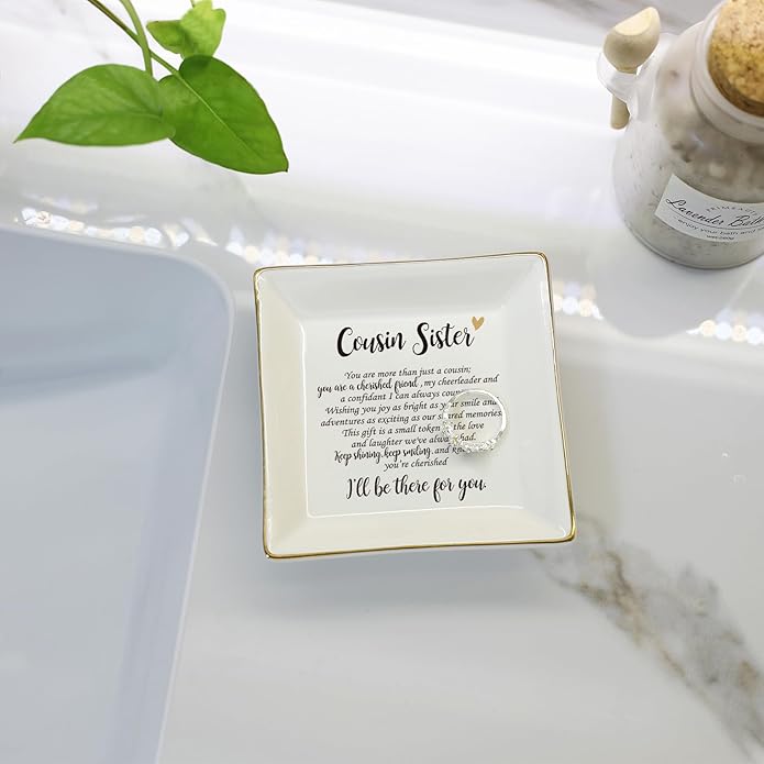 HOME SMILE Ceramic Ring Dish Jewelry Tray for Mom Sister Friends