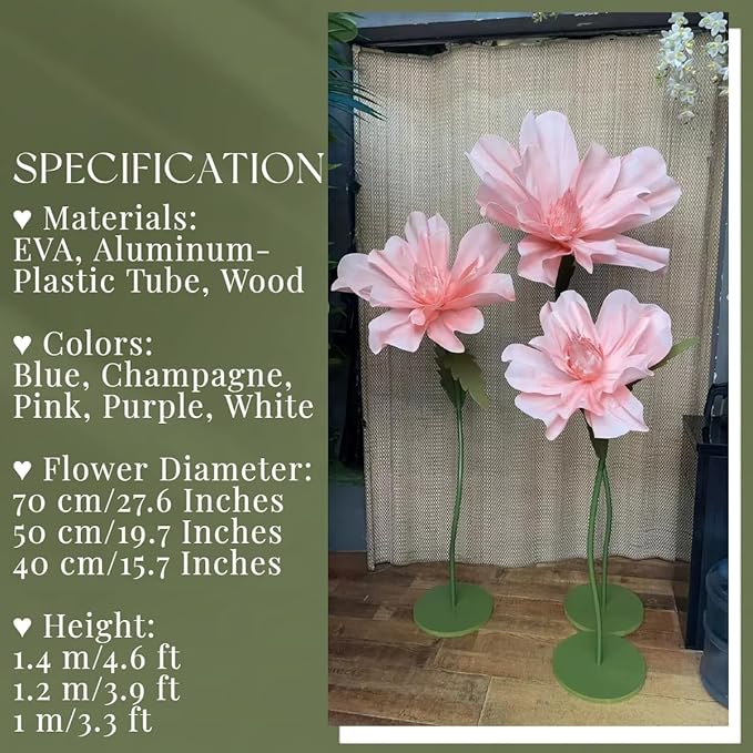 Giant Artificial Flower, 4.6ft Large EVA Flower Backdrop Decorations for Wedding Birthday Christmas Party Photography Shop Window Home Decor Props, Blue