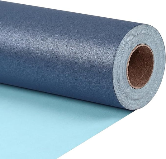 LaRibbons Blue Wrapping Paper, Mini Roll-17 Inch x 33 Feet, Solid Color Pearly-Lustre Christmas Gift Wrap Paper Rolls, Perfect for Holiday, Wedding, Valentine's Day, Birthday