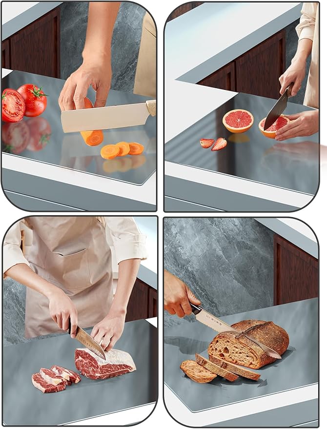 Titanium Cutting Board，Large Cutting Board (19.6 * 15.3 inches)， Dishwasher washable, kneading board, Pastry Board for Meat&Vegetables, Non Slip&Low Noise Chopping Board