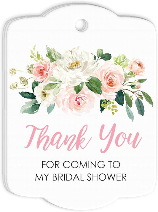 Bridal Shower Favor Tags Thank You Tags Pink Floral - Set of 24