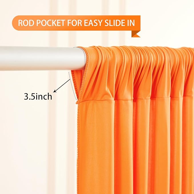 Orange Backdrop Curtain 10 Panels-Wrinkle-Free Curtains Polyester Photography Drapes for Baby Shower Birthday Party Photo Background Backdrop Stand- 40 X10FT (Orange)