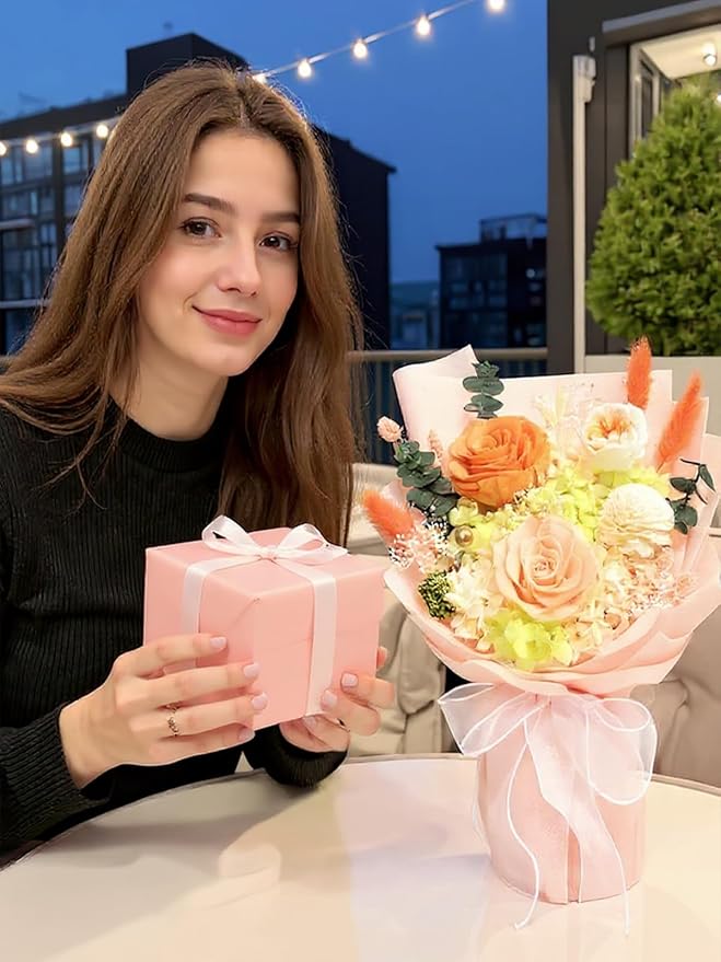 ZMRU Preserved Flower Bouquet, Fresh Flowers for Delivery Prime, Mothers Day Gifts for Mom, Flowers Fresh Bouquet,Birthday for Women, Mom, Grandma, Valentine's Gift, Decor, Graduation Surprise