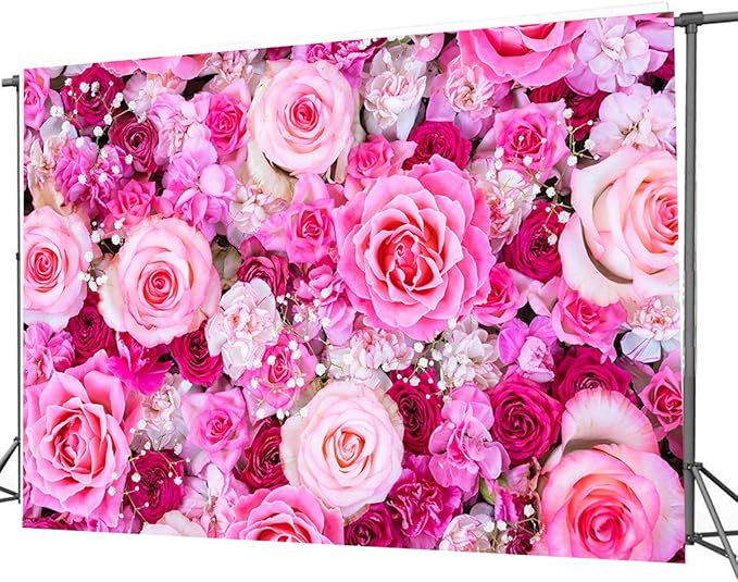 CHAIYA 10x8ft Flower Backdrop Rose Flowers Floral Wall Photography Background Birthday Baby Shower Wedding Party Banner Spring Tea Party Backdrop Photo Booth Props CY355