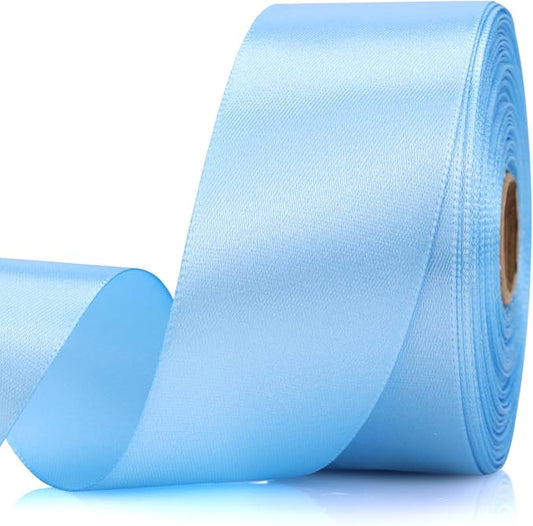 1-1/2 Inch 30 Yards Sky Blue Solid Satin Ribbon for Gift Wrapping,Craft Floral Bouquets,Wedding Party,Timeless Flower,Decoration Floral Hair,Balloons