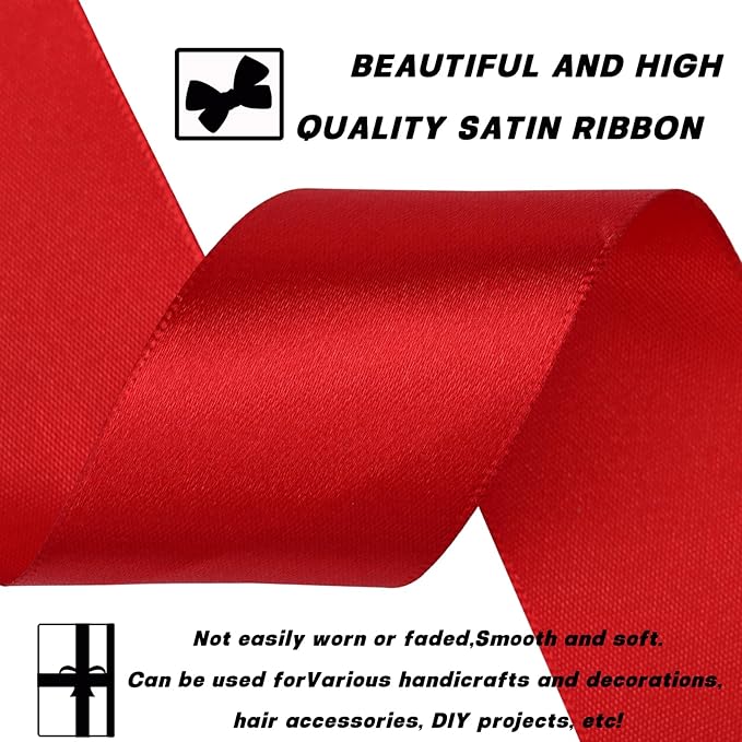 1-1/2 Inch 60 Yards Wine red Solid Satin Ribbon for Gift Wrapping,Craft Floral Bouquets,Wedding Party,Timeless Flower,Decoration Floral Hair,Balloons