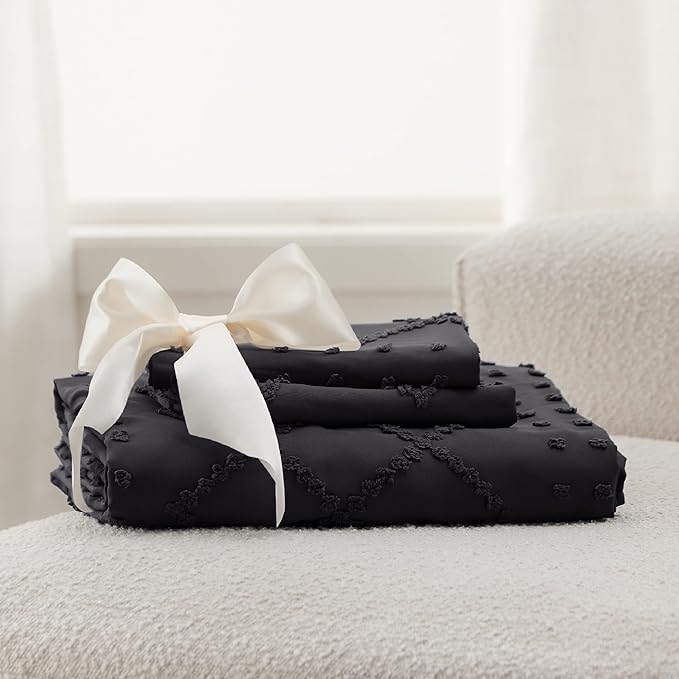 Bedsure Boho Duvet Cover King Size - Black Breathable & Soft Boho Bedding, Machine Washable Comforter Cover for All Seasons, Includes 1 Duvet Cover 104"x90" with 2 Pillow Shams & Zipper Closure