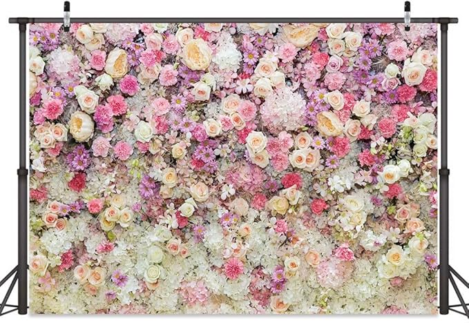 Pink Flower Wall Backdrop - Spring Mothers Day & Birthday Party Backdrop, 10X6FT