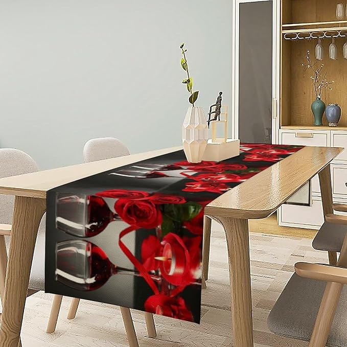 Retro Rose Red Wine Grape Print Table Runner,Table Dresser Runner, Kitchen Dining Table Runners for Indoor Outdoor Holiday Decor 13x108 Inch