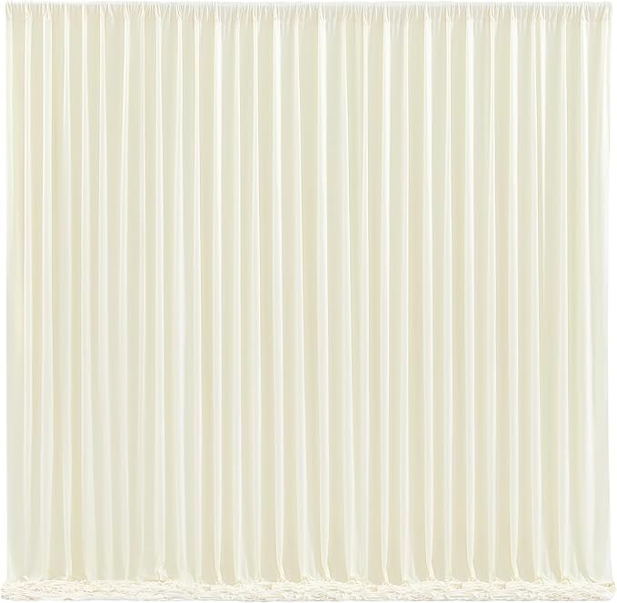 Ivory Backdrop Curtain 10 Panels-Wrinkle-Free Ivory Curtains Polyester Photography Drapes for Wedding Party Baby Shower Photo Background Decorations- 40 X10FT