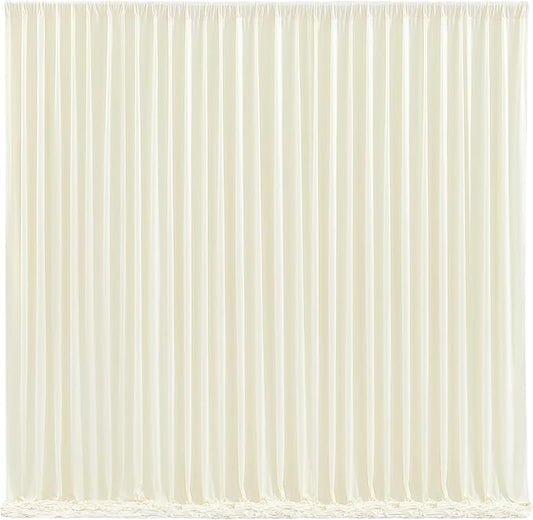 Ivory Backdrop Curtain 10 Panels-Wrinkle-Free Ivory Curtains Polyester Photography Drapes for Wedding Party Baby Shower Photo Background Decorations- 40 X10FT