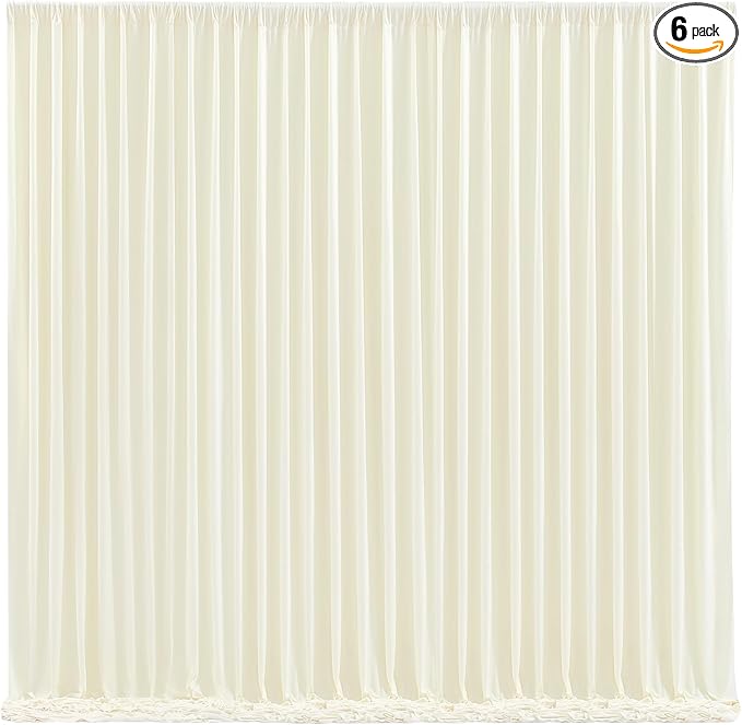 Wish Care Ivory Backdrop Curtains - 6 Panels, Wrinkle-Free, Polyester, Photography Drapes for Wedding, Baby Shower, Photo Background Decorations - 24 X10FT (Ivory)
