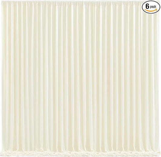 Wish Care Ivory Backdrop Curtains - 6 Panels, Wrinkle-Free, Polyester, Photography Drapes for Wedding, Baby Shower, Photo Background Decorations - 24 X10FT (Ivory)