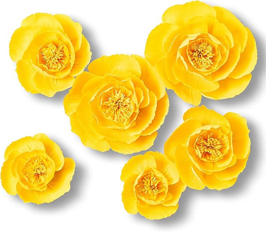 6 Pcs 3D Paper Flower Decoration for Party, Wedding Decoration, Background Wall, Nursery Room Decoration, Bridal Shower, Baby Shower