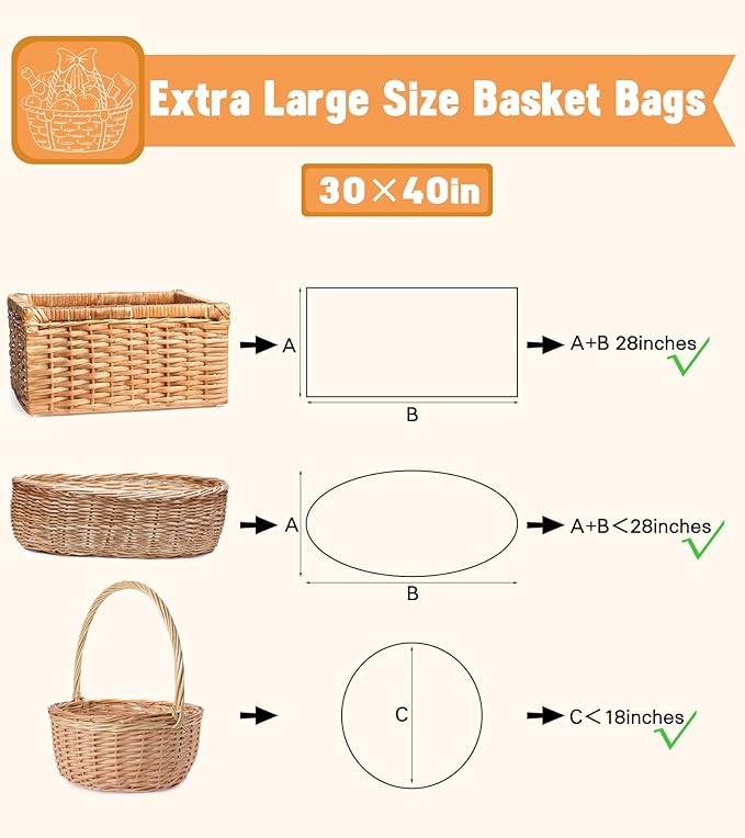 10PCS Extra Large Cellophane Bags, 30x40 Inches Clear Cellophane Wrap for Gift Baskets, Jumbo Huge Packaging Clear Gift Bags 2.8 Mil Thick