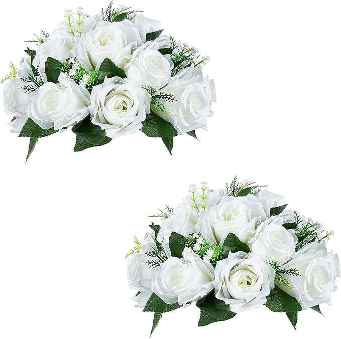 Sziqiqi Pack of 2 Fake Flowers, Silk Rose Flowers, Suit for Wedding/Party Centerpiece Road Lead Flower Rack Decorations, 2 Pieces