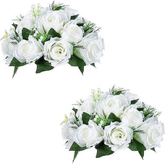 Sziqiqi Pack of 2 Fake Flowers, Silk Rose Flowers, Suit for Wedding/Party Centerpiece Road Lead Flower Rack Decorations, 2 Pieces