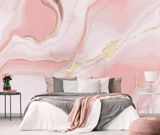 PYFFYP- Abstract Gold Marble Wallpaper murals for Bathroom(Not Peel and Stick)