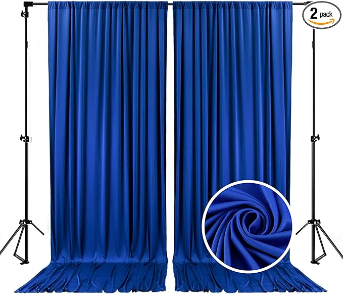 10 x 10 Feet Blue Backdrop Curtain for Partie, Background Curtains for Photoshoot, Birthday, Wedding, Halloween, Thanksgiving, Christmas, New Year Party Decorations 5Ft x 10Ft, 2 Panels