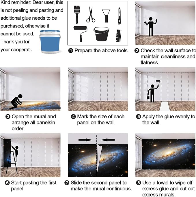 Spiral Galaxy Wall Mural, Outer Space 3D Wall Murals, Universe Wallpaper Mural, for Living Room Bedroom Large Wallpaper Indoor Decor 197" W x124.8 H