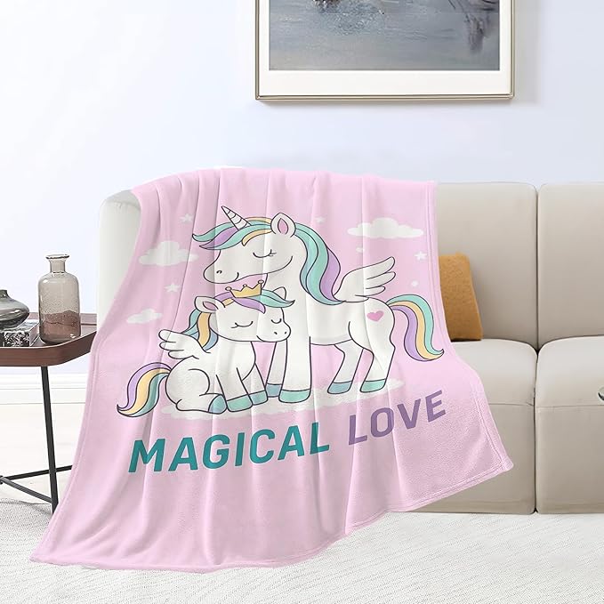 Unicorn Blanket Cute Unicorn Throw Blanket Magical Love Soft Cozy Fleece Fuzzy Stuffed Plush Flannel Animal Gifts for Girls Women Boys Kids Adults 60"X80"