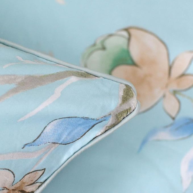 FADFAY Floral Bedding Shabby Blue Bird Print Bed Sheet Set Luxury Bedding Collections 800 Thread Count 100% Egyptian Cotton Deep Pocket, 4 Piece-Twin XL Size