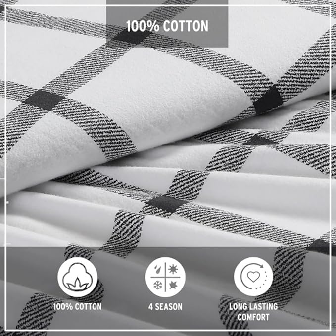 Eddie Bauer - King Sheets, Cotton Flannel Bedding Set, Brushed For Extra Softness, Cozy Home Decor (Bunkhouse Plaid, King)