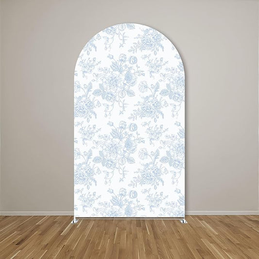 Something Blue Before I Do Arch Backdrop Cover Wedding Bridal Shower Bride to be Toile Party Arch Fabric Cover Blue Bloom Floral Baby Shower Decors (2.2X5ft,4135)