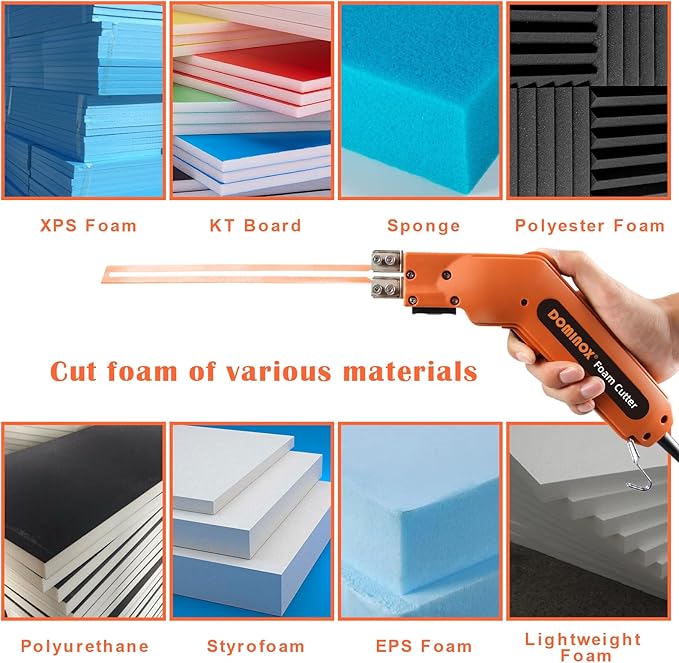 DOMINOX Hot Knife Foam Cutter with 4 Blades, Foam Cutting Tool Kit, Heavy-duty Case Styrofoam Cutter for Cutting Foam Board Insulation, EPP, EPS, XPS, EVA, EPE, PU, KT Board, Sponge, Nylon