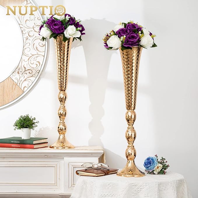 NUPTIO Flower Centerpieces for Wedding Tables: Purple & White Artificial Flower Ball Arrangement for Christmas Thanksgiving Party - 2 Pcs Fake Floral Rose for Bridal Shower Decor