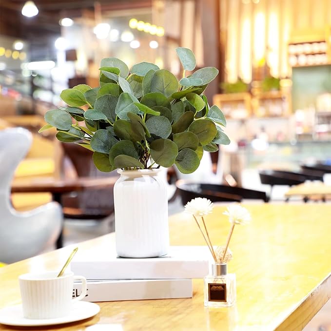 300 Pcs Artificial Eucalyptus Stems Leaves Bulk 11.8 Inches Tall Silver Dollar Eucalyptus Fake Greenery Stems Faux Plant for Floral Arrangement Vase Gray Green Leaves Decor Wedding