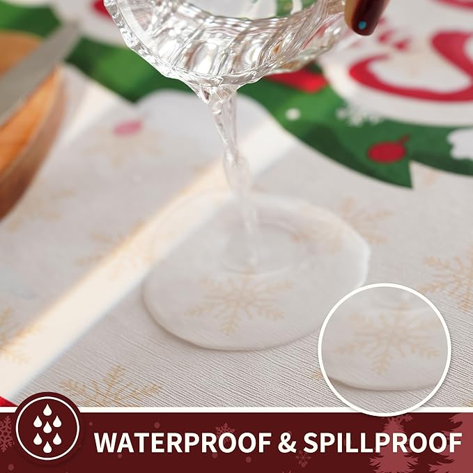 Christmas Rectangle Table Cloth,100% Waterproof Tablecloth,Christmas Decorations for Home, Vinyl Tablecloth Plastic Table Cover for Party，Picnic,Dining,Outdoor 54" x 84",Christmas Trees