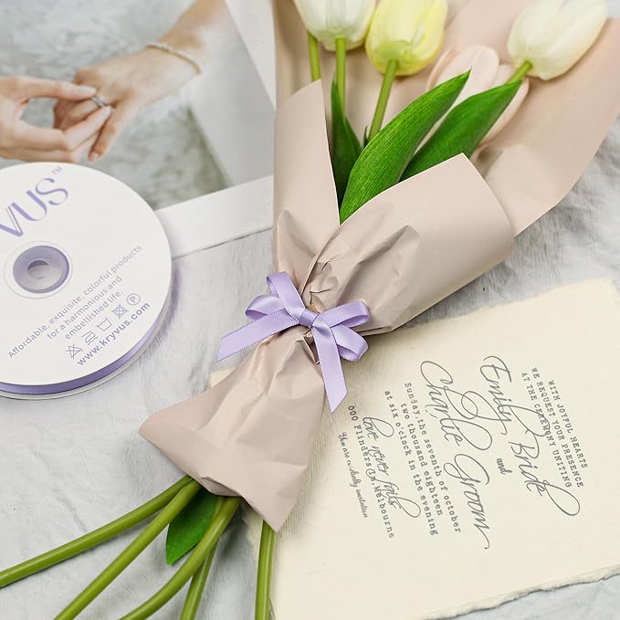 Lavender Satin Ribbon, Double Faced 3/8 Inch X 50 Yards Lavender Ribbon, Premium Satin Ribbon for Gift Wrapping, Crafts, Hair Bow Making, Sewing, Flower Bouquet, Wedding Party Decor