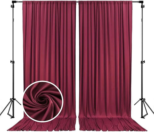 10 x 10 Feet Burgundy Backdrop Curtain for Partie, Background Curtains for Photoshoot, Birthday, Wedding, Halloween, Thanksgiving, Christmas, New Year Party Decorations 5Ft x 10Ft, 2 Panels