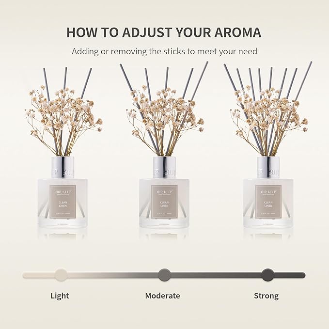 Airkeep Reed Diffuser Set, 3.38 fl oz (100 ml) - Jasmine Lily Lemon Oil Diffusers with 8 Reed Sticks, Home Fragrance Reed Diffuser for Bathroom Shelf Decor