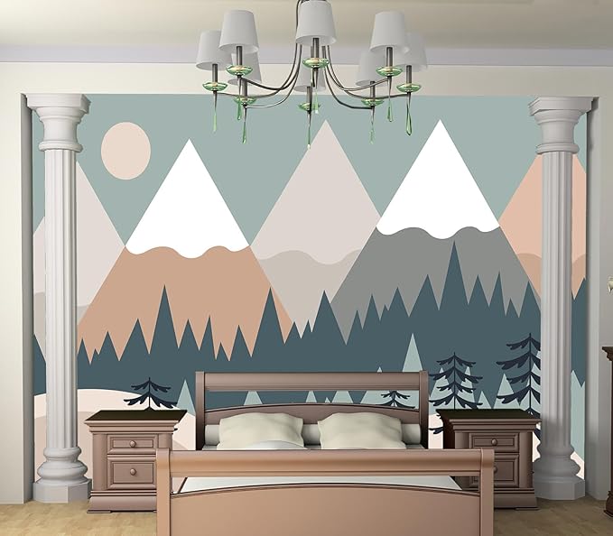 Eierme-Baby Mural Photo Wallpapers with Mountains Sun Trees Peel and Stick 160" x 114"