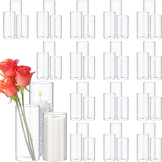 48 Pcs Cylinder Vases Set for Centerpieces, 6/8/10 Inch Tall Clear Glass Vase, Hurricane Floating Candle Holder for Wedding Table Decor, 2.5''/2.7''/3.3''' Diameter (2.5'' X 5'',6'',8'')
