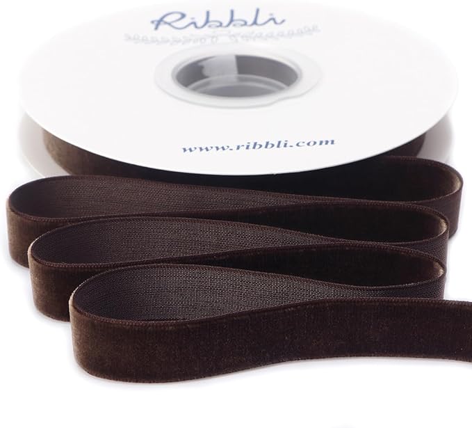 Ribbli Brown Velvet Ribbon 5/8 Inches Continuous10 Yard Spool Christmas Ribbon for Gift Wrapping Crafts Home Decor