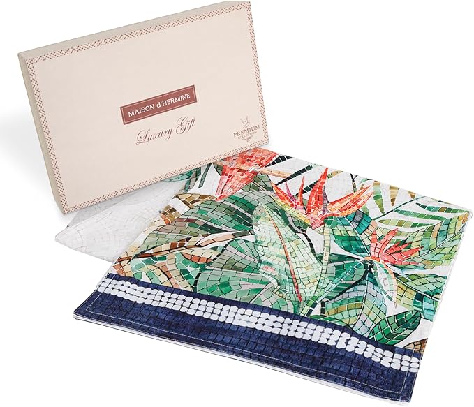 Maison d' Hermine Table Runner 100% Combed Cotton Premium 14.50 Inch x 72 Inch Decorative Runner Table Runners, Dining, Kitchen, Parties & Camping, Mosaic (Double Layer)