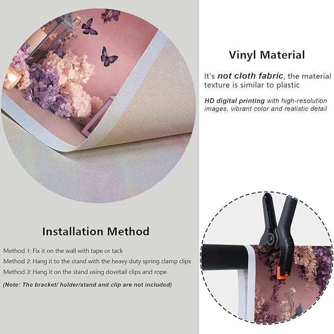 YongFoto Elegant Flower Wall Backdrop 8x6ft Floral Butterfly Candle Photography Background Baby Bridal Shower Wedding Girl Birthday Party Banner Room Decor Portrait Photoshoot Wallpaper Photo Booth