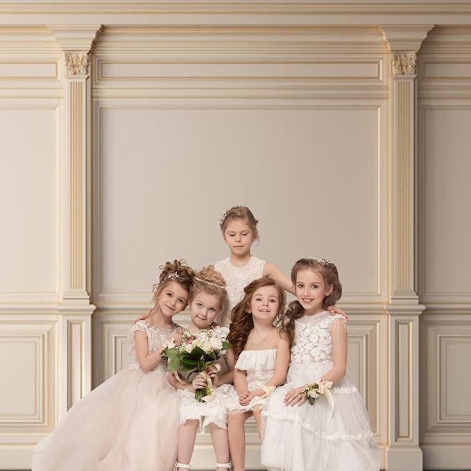 AOFOTO Vintage Room Inside Backdrop Classic French Frame Beige Walls Photo Background for Wedding Bridal Shower Party Banner Home Headboard Decor Wall Photo Studio Booth Props 10x8ft