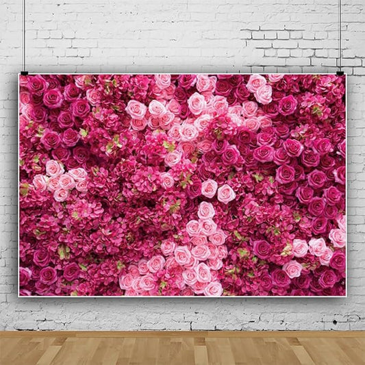 Hot Pink Red Rose Flower Backdrop Flower Wall Backdrop for Girls Woman Birthday Wedding Anniversary Bridal Shower Party Decorations Photo Booth Studio Props Vinyl 8x6ft